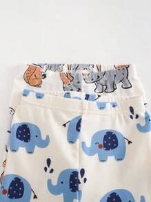 Cozy Pixies Baby Boy 4-Piece Snug Fit Pajama Set: Cartoon Animal Pattern Knit Soft Crew Neck Long Sleeve Top, Elastic Waist Long Pants Print - Multicolor - View 6