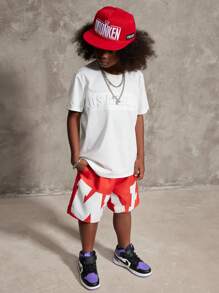 Coolane Kids Tween Boys 春夏街头服饰图案白色毛衣短裤