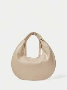 SHECARRY Women's Vintage Almond Crescent  Shoulder Bag With Metallic Fringe & Beaded Tassels, Elegant Shoulder Purse For Office Commute & Night Out - Apricot - View 8