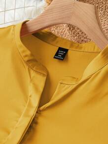 DreamSkyne Damen Große Größen Sommer Einfarbig V-Ausschnitt Kurzarm Lässig Hemd