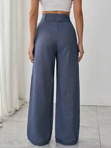 RueChic Women's Indigo Plicated Casual Pants