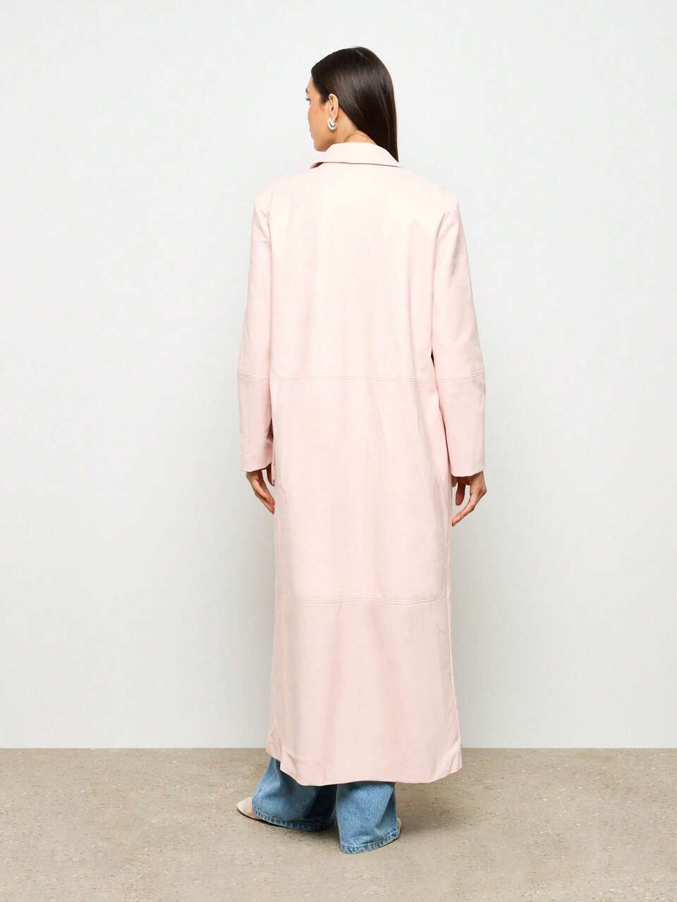 Oversized Longline Faux Leather Trench Button Front Coat