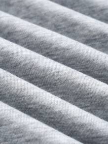 SHEIN EZwear Casual Minimalist Printed Cute Funny Fluffy Kitten & Letter Graphic Loose Crew Neck Long Sleeve Hoodie Sweatshirt For Women, Suitable For Spring Break, Y2K Style Autumn And Winter - Light Grey - View 5