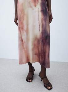 Maija 女式扎染印花不对称领口百搭休闲都市时尚夏装，优雅修身腰部设计，V 领和前褶设计，适合音乐会和日常穿着女装优雅礼服工作夏装女装夏装女装生日优雅知性女婚礼宾客礼服浪漫美丽法式休闲高端知性优雅老钱风格邮轮服装度假装优雅知性女婚礼宾客礼服浪漫美丽法式休闲高端知性优雅老钱风格邮轮服装度假装，女士连衣裙夏季扎染连衣裙长裙真丝连衣裙扎染长裙 - 彩色 - 查看 8