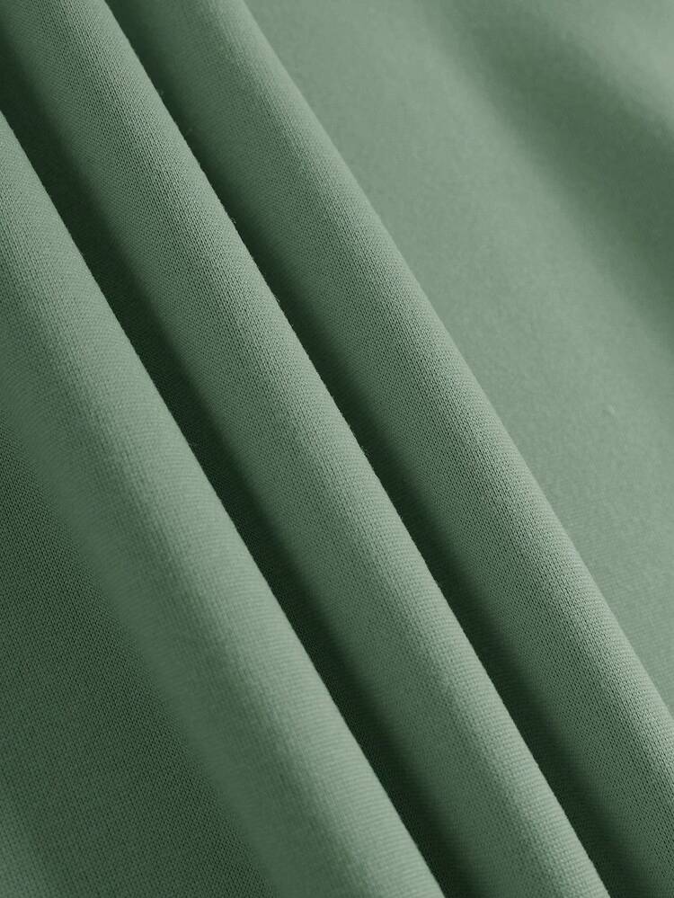 EURMUSE Men Letter Patched Detail Drawstring Thermal Lined Hoodie - Mint Green - View 6