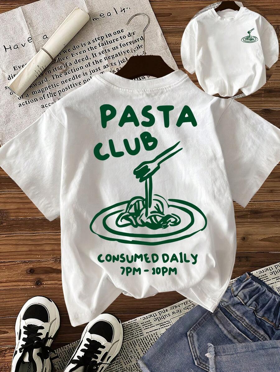 INAWLY 女士休闲字母图案圆领短袖T恤，夏季