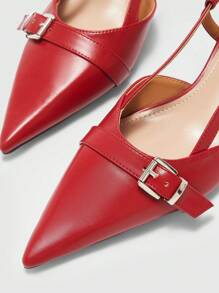 CUCCOO BIZCHIC 女士时尚尖头链条装饰露趾高跟鞋，通勤装