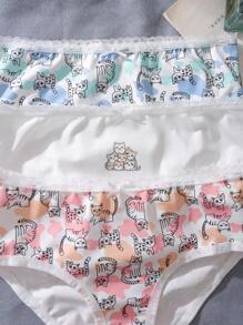 3pcs Printed, Cute, Comfortable, Simple Pattern Underwear For Teenage Girls Underwear Sets For Girls - Baby Pink - View 5