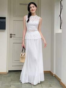 SHEIN LUNE 女士日常两件套服装 - 白色 - 查看 3
