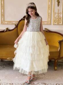 DAZY Girls' Round Neck Sleeveless Mesh Dress, Tween Girl Fall Clothes - White - View 5