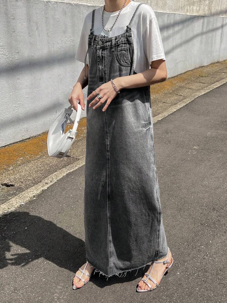 grey overall dress Maxi Dress Overall