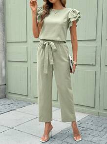 SHEIN Clasi 女士日常两件套服装 - 綠色 - 查看 1