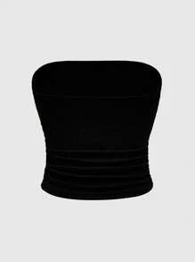 ROMWE Grunge Punk Top corto con decoración de strass de estrella en gris y negro para mujer sin tirantes