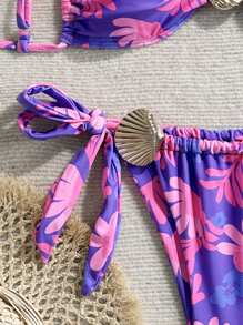 Swim Mod Women's 2pcs Seashell Print Strappy Bikini Swimsuit Set For Summer Beach Vacation - Multicolor - View 5