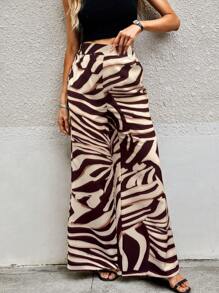 SHEIN PETITE Women's Casual Loose Random Print Pants