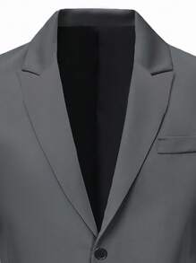 Manfinity Mode Men's Casual Minimalist Business Solid Color Peak Collar Single-Breasted Open Cardigan Jacket Men Casual Suits Men Casual Suit Men Casual Suit Men Dress Outfit Outfits For Men - Dark Grey - View 5
