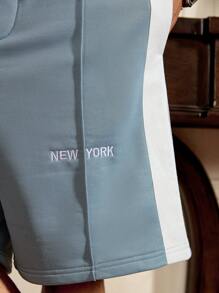 SWAVVY 男士针织休闲日常年轻宽松松紧腰直筒短裤，学校 - 綠色 - 查看 6