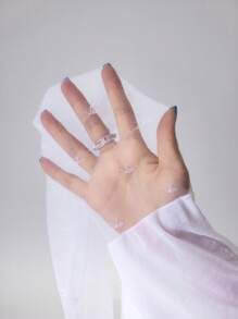 ROMWE Kawaii 1 par de medias blancas transparentes con lazos, aptas para combinar con mini faldas