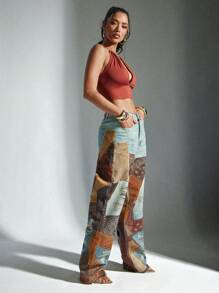 Denimoi 直筒幻彩印花牛仔裤 - 彩色 - 查看 4