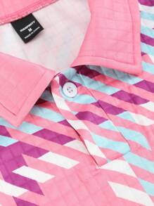 Manfinity Homme Camisa polo de hombre de verano casual con estampado de pata de gallo - Rosa - Ver 4
