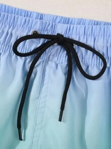 Solantero 男士渐变色口袋抽绳腰沙滩短裤，适合夏季男士沙滩装，沙滩装可爱风格，夏威夷风 - 藍色 - 查看 4