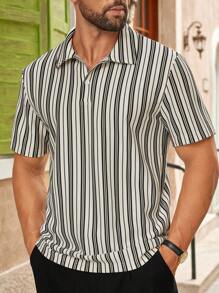 Manfinity VCAY Men's Casual Knit Striped Short Sleeve Polo Shirt - Multicolor - View 5