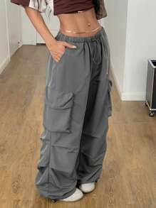 Coolane 女士夏季街头复古西部风 Y2K 低腰降落伞工装裤