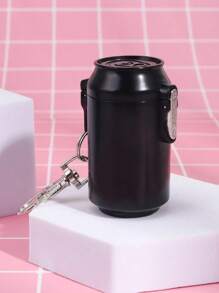 SHEIN 1 pieza Cenicero portátil con forma de lata metálica y tapa abatible, con llavero, adecuado para uso al aire libre, en el hogar y en el coche, regalo de cenicero, artículos de graduación