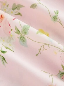 SHEIN MOD Vestido maxi romántico y vintage con estampado floral rosa, cuello con lazo y tallas grandes - Rosa - Ver 4