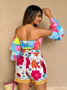 Sirith Women's Summer Floral Print Casual Shorts With Pockets - Multicolor - View 2