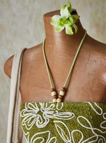 SHEIN ICON 女式露背吊带背心和低腰裙套装 - 綠色 - 查看 4