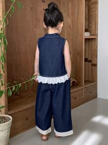 DAZY 2件套小女孩牛仔衬衫+牛仔裤秋季套装