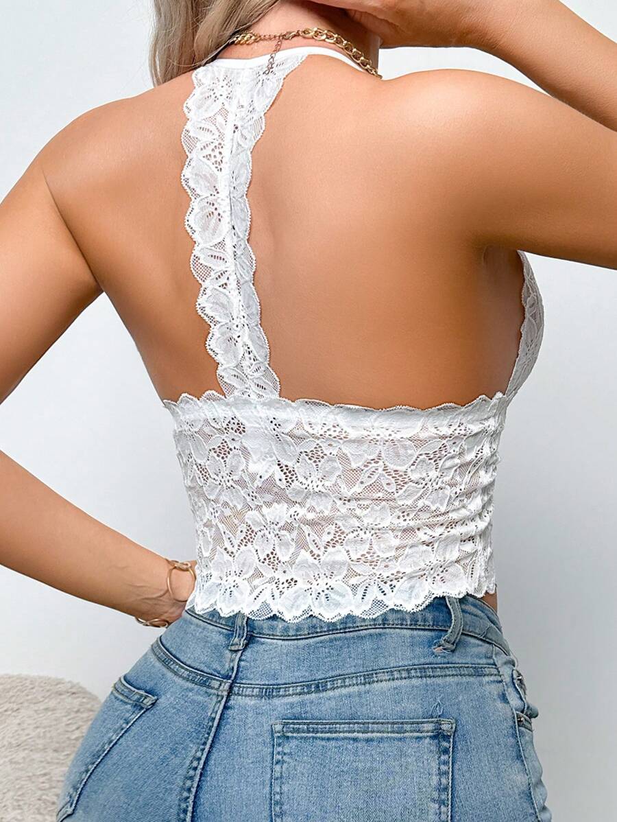 Snug Zone 1 件女士时尚性感蕾丝吊带背心 - 白色 - 查看 1