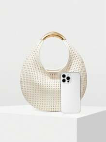 MOTF PREMIUM PU LEATHER HOLLOW HANDBAG - White - View 4