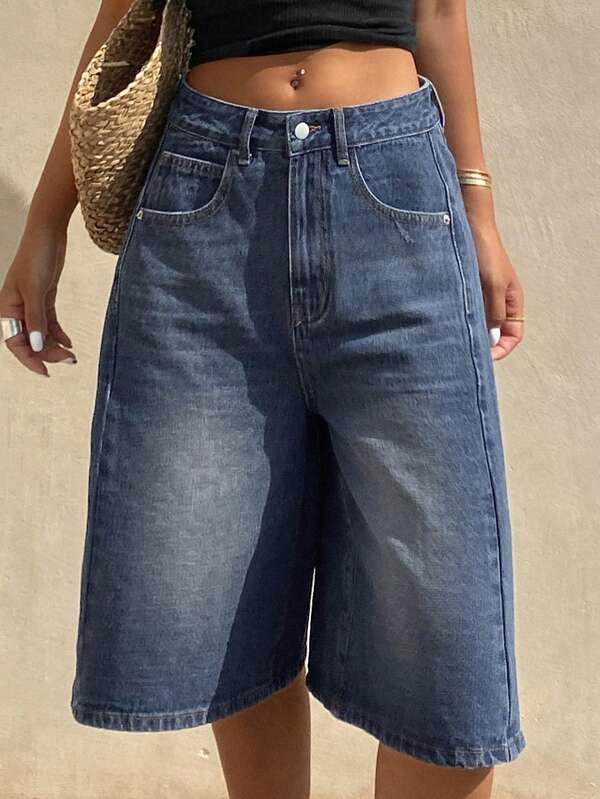 Livesso Women's Summer New Loose Casual Retro Distressed Denim Shorts
