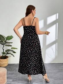 Firerie Hàng mới về Plus Váy xòe hở lưng ren hoa đen lãng mạn thanh lịch dành cho nữ, thích hợp cho các bữa tiệc ngoài vườn, vui chơi, đi chơi, mùa cưới, mùa tựu trường, kỳ nghỉ và các dịp khác Vcay kiểu Pháp - màu đen - Xem 2