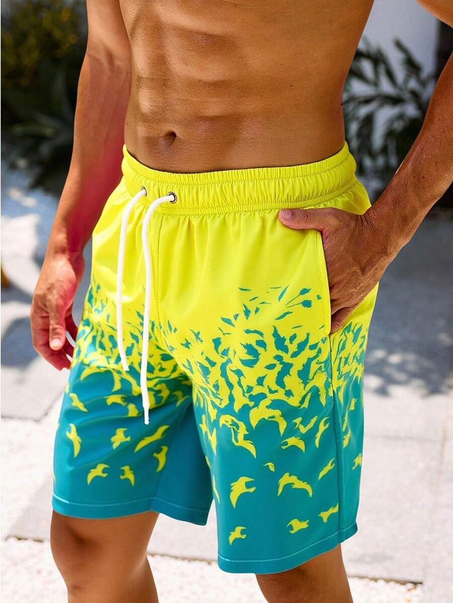 Surfspeed Men's Fashionable Beach Shorts, Suitable For Summer, Hawaiian - Yellow - View 1