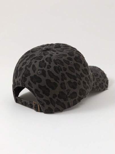 Grunge Punk 1pc Women's Bowknot Leopard Print Rhinestone Studded Baseball Cap