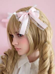 ROMWE Kawaii 1 件 Underground Subculture 蕾丝边、蝴蝶结装饰、魔鬼十字发夹、暗黑风格发夹