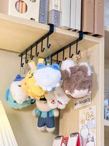 1 件/无需钻孔壁挂式搁架，带 6 个挂钩，铁艺珠宝配件收纳挂架，适用于存放钥匙扣、项链、娃娃、小雕像和其他各种小物件，储物挂钩，适用于家庭、卧室、橱柜、校园、宿舍使用，阳光旅行凉爽