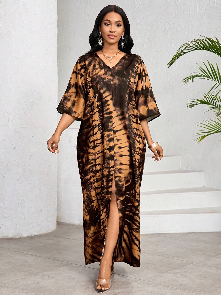 SHEIN Lady Váy dự tiệc công sở thanh lịch mùa xuân, mùa hè, mùa thu và mùa đông cho nữ năm mới - màu nâu - Xem 1