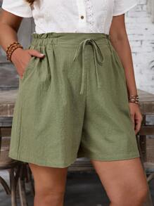 EMERY ROSE 大码女式纯色腰带口袋休闲短裤，度假，女式西部装，乡村音乐会，夏季西部装，夏威夷