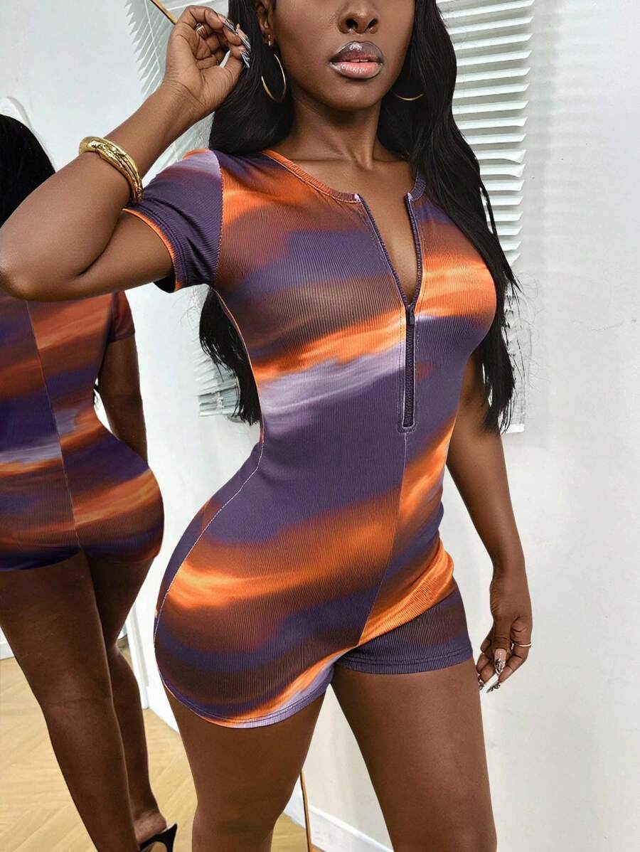 SHEIN EZwear 女士时尚渐变色连体衣，夏季