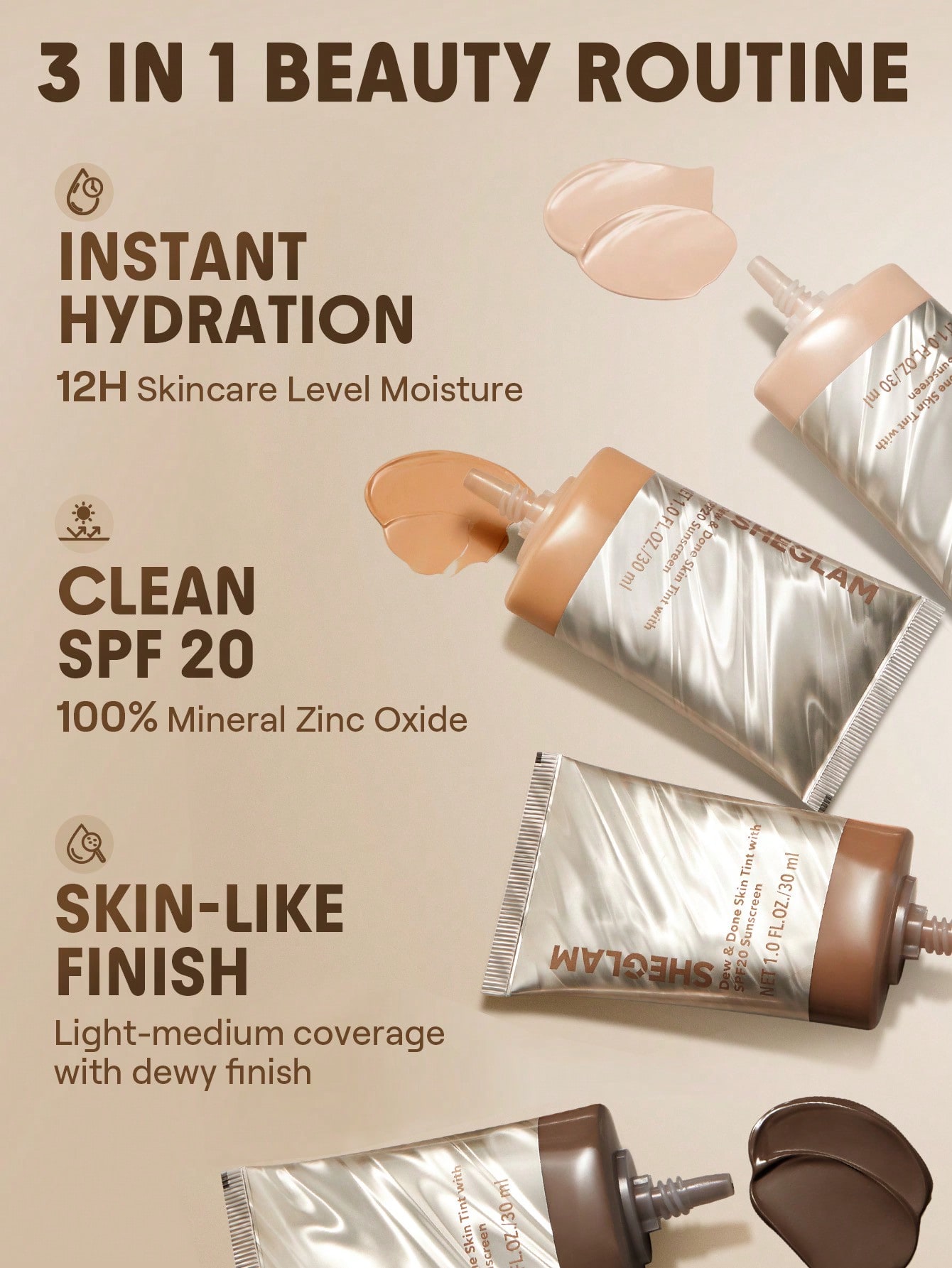 Dew & Done Skin Tint With SPF20 Sample-Light 3