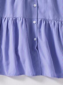 1 Set Vestido de camisa a rayas rosa de estilo escolar informal a cuadros para niñas preadolescentes y conjunto de vestido con capa para niños - Multicolor - Ver 3