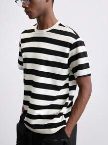 Maija 黑白条纹短袖圆领T恤，2025夏季新款，海滩必备，节日，独立日，城市通勤，商务休闲，日常休闲，百搭，时尚，办公室，婚礼嘉宾，派对，毕业季