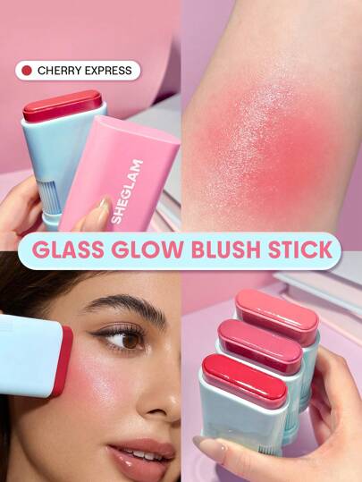 SHEGLAM Glass Glow Colorete en barra-Cherry Express rare Graduación Cumpleaños Vacaciones Verano Otoño Y2k Elegante Moda Mujeres Niñas Marca Maquillaje Cosmético Belleza Fiesta Playa Viaje Camping Aire libre Escuela Campus Excursión Festivales Decoración Regalo Presente Rosa Chica Cosplay Mejor Color Encanto Vibra