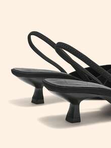 CUCCOO BASICS 女士尖头小猫跟高跟鞋，蝴蝶结装饰，纯色，踝带，日常穿着的优雅之选，户外购物，节日，派对，适合春、夏、秋、冬，搭配缎面连衣裙 - 黑色 - 查看 11