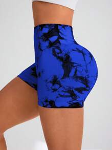 Core Rhythm Quần short thể thao in họa tiết tie dye cạp cao cho nữ Quần short tập luyện tie dye Quần short tập luyện - Nhiều màu - Xem 4