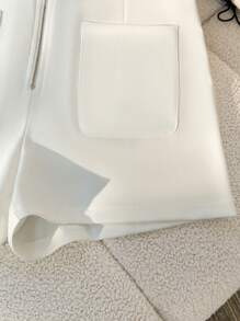 GlowEve 女士休闲纯色拉链前口袋短裤，夏季 - 白色 - 查看 6